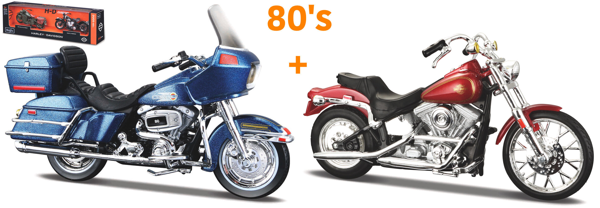Harley-davidson DUOS 80'S - FLT TOUR GLIDE 1980 + FXST SOFTAIL 1984 - 2 MOTOR SET