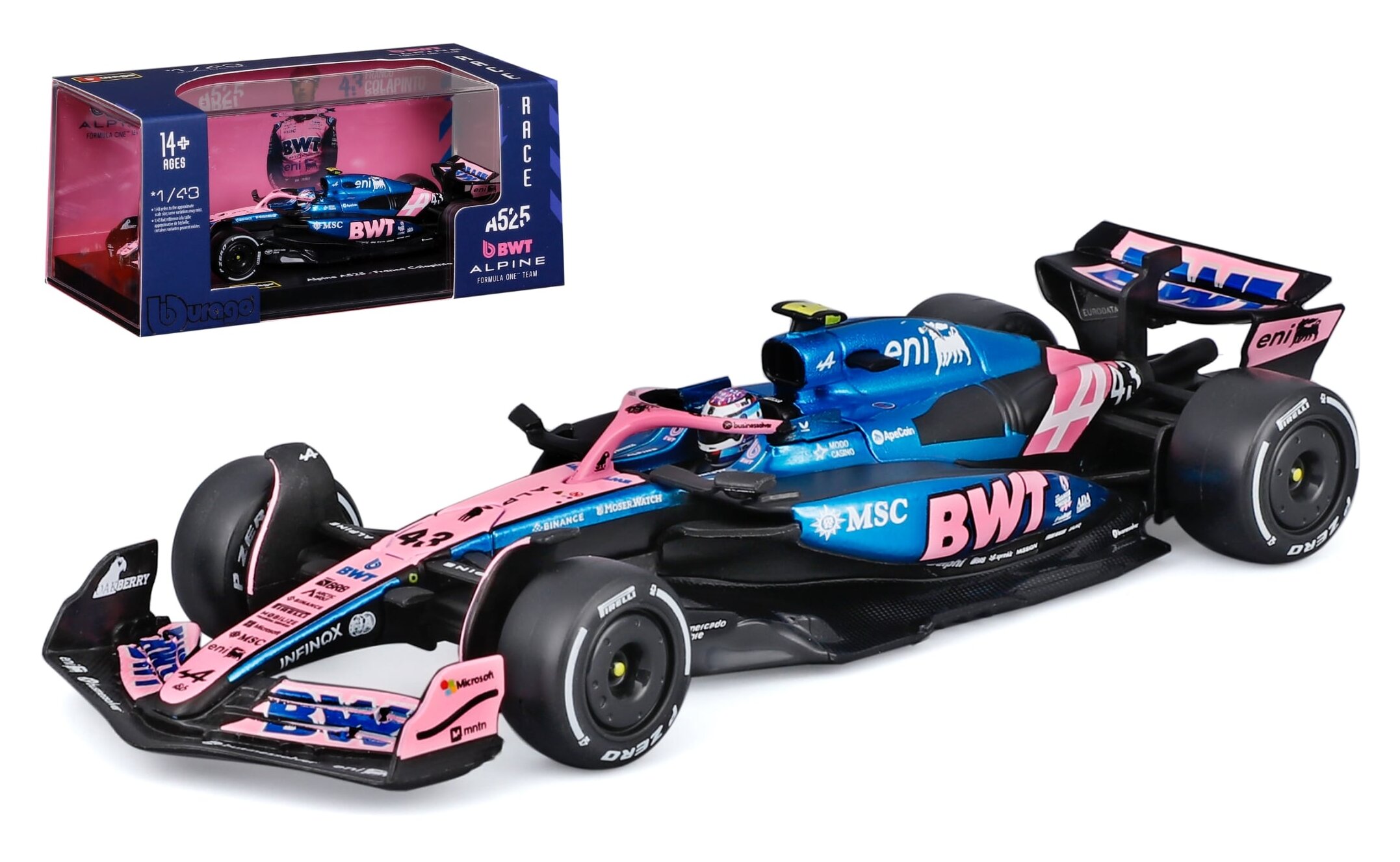 BWT ALPINE A525 #43 FRANCO COLAPINTO 2025 with Helmet