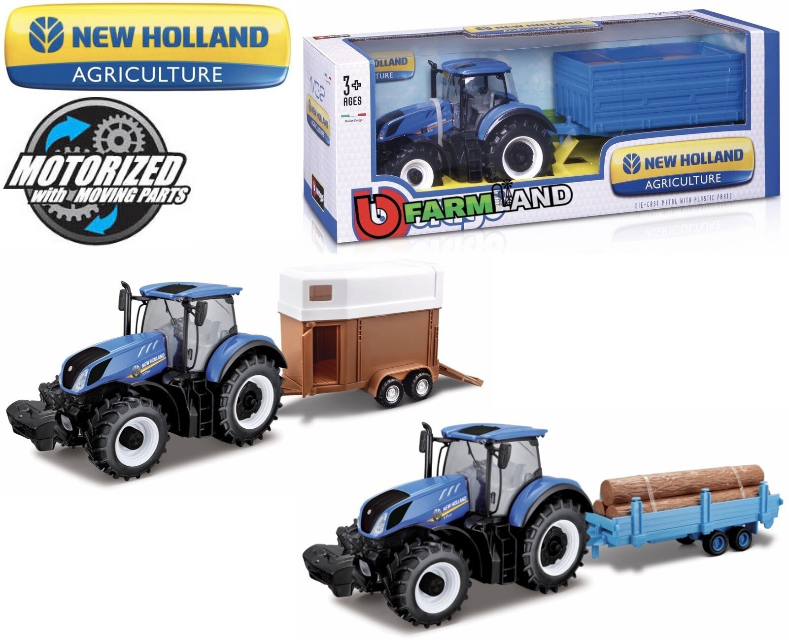 NEW HOLLAND T7.315 FARM TRACTOR+TRAILER SET 6 ST.