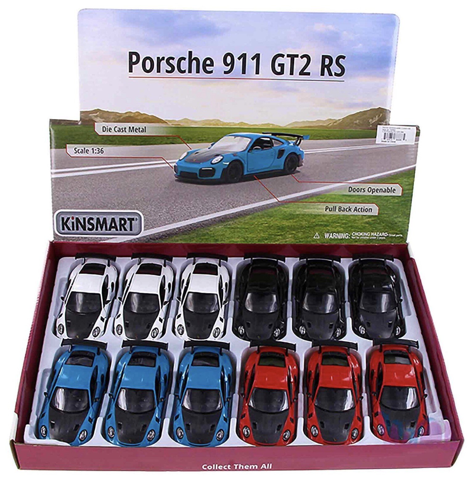 Porsche 911 GT2 RS 2017 12st. in tray 4 colors
