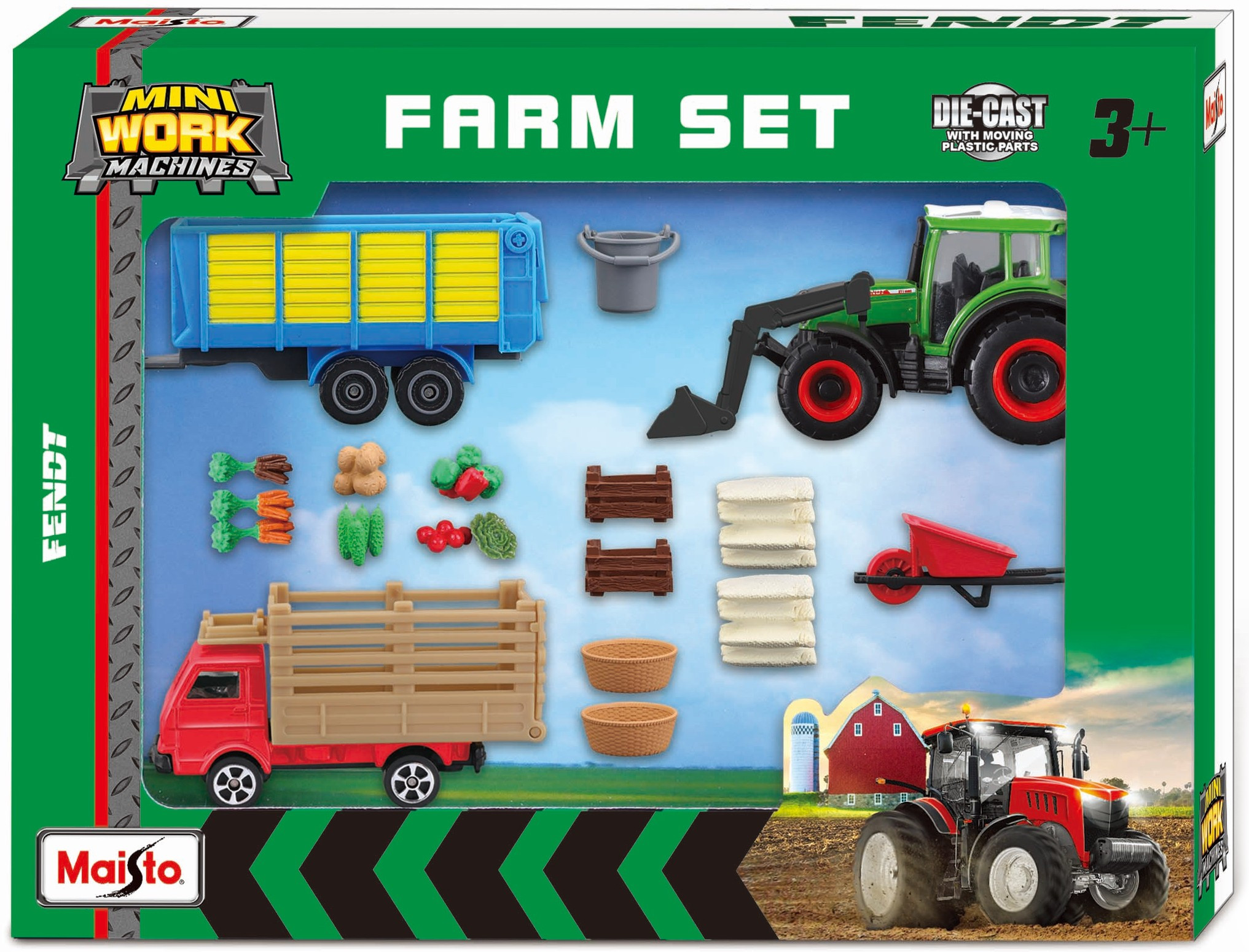 Fendt MINI WORK MACHINE FARM TRACTOR PLAY SET - 12 pcs