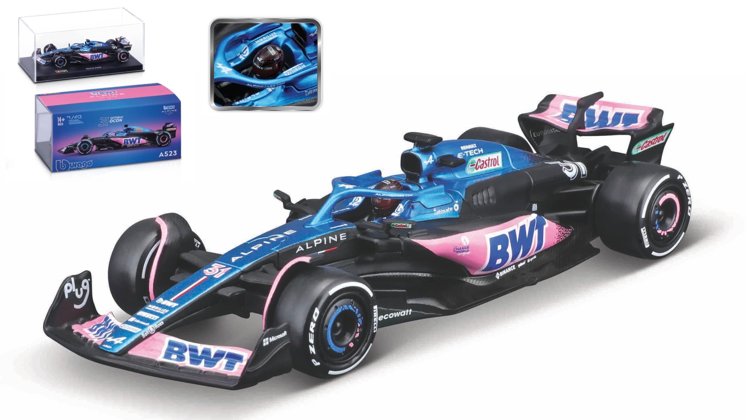 BWT Racing Renault ALPINE A523 #31 ESTEBAN OCON 2023 With Helmet