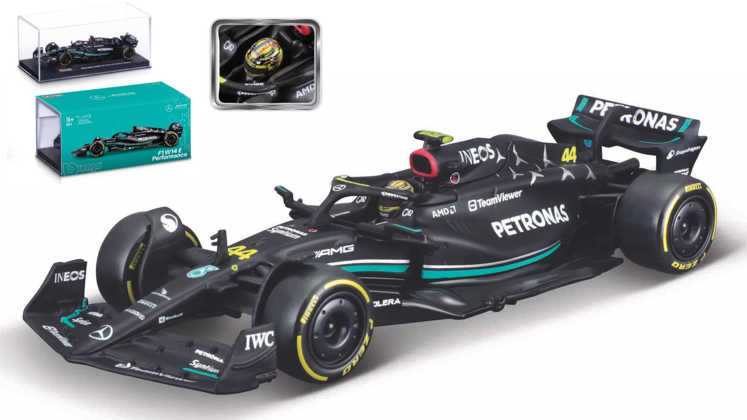 Mercedes Benz AMG W14 #44 LEWIS HAMILTON 2023 With Helmet
