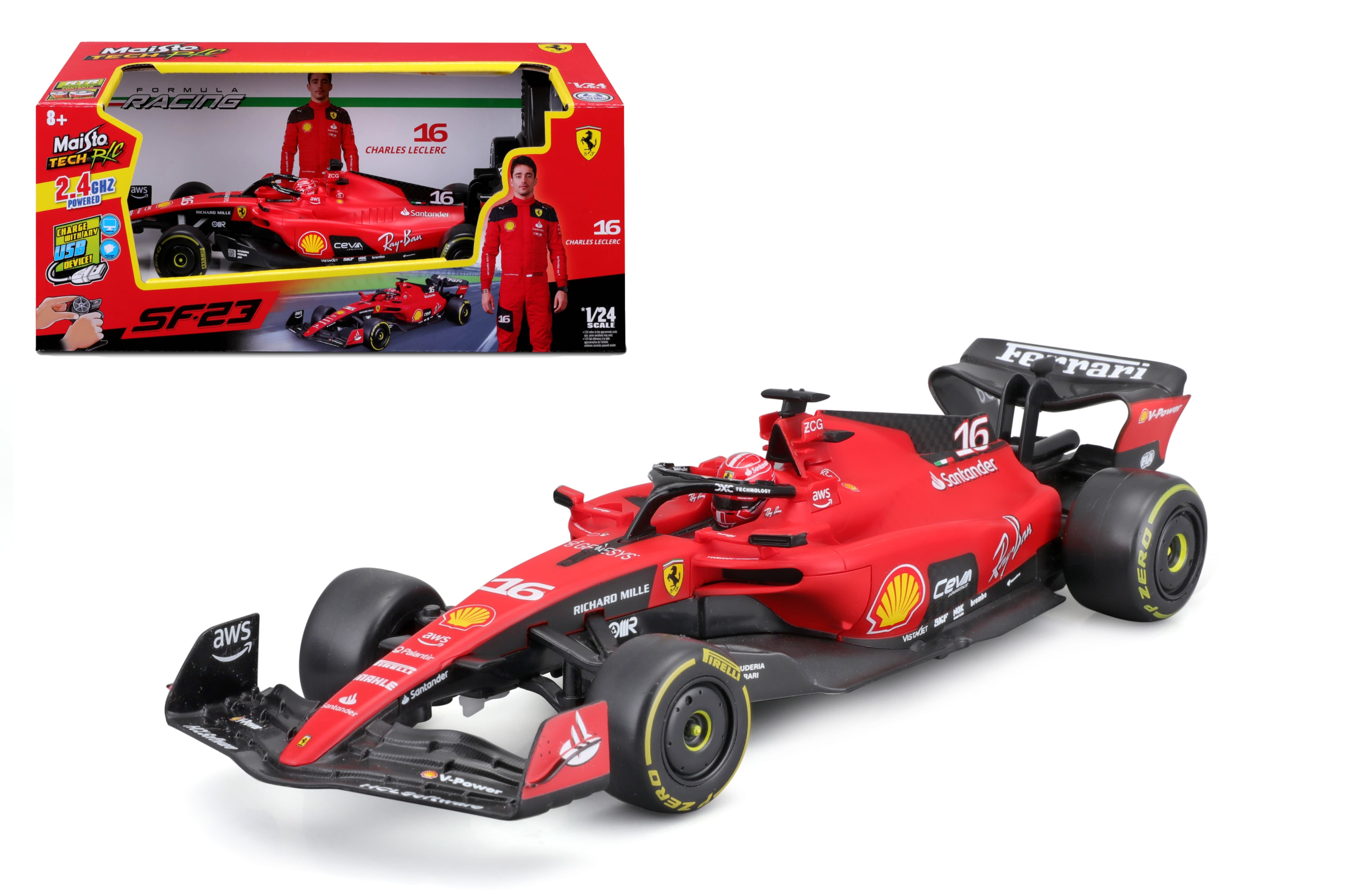 Ferrari SF-23 F1 #16 CHARLES LECLERC  2.4 GHz Radio Controle (USB rechargeable vehicle)