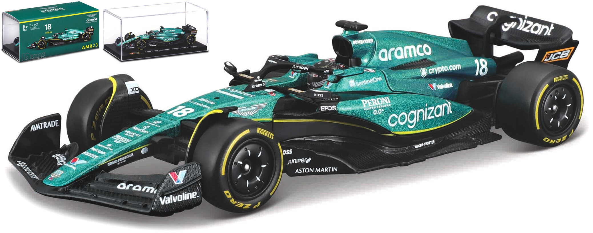 ASTON MARTIN ARAMCO COGNIZANT FORMULA ONE TEAM AMR23 #18 LANCE STROLL 2023 WITH HELMET