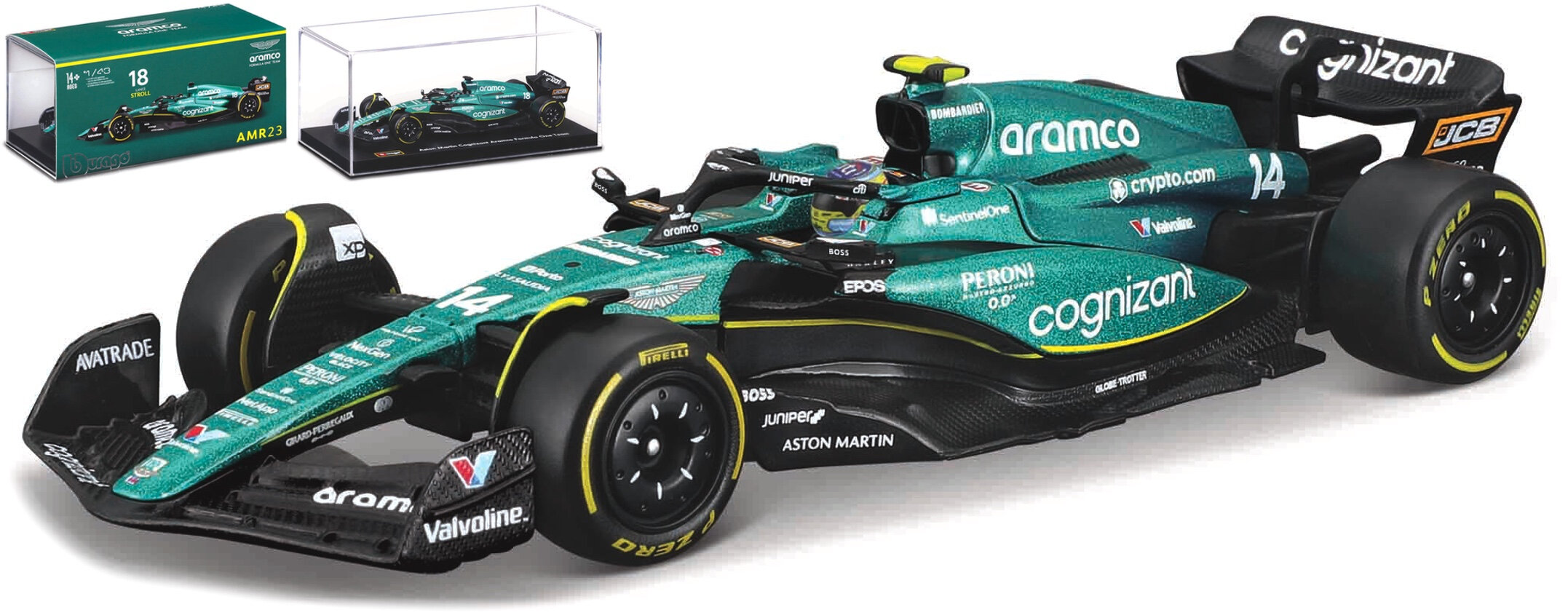 ASTON MARTIN ARAMCO COGNIZANT FORMULA ONE TEAM AMR23 #14 FERNANDO ALONSO 2023 WITH HELMET