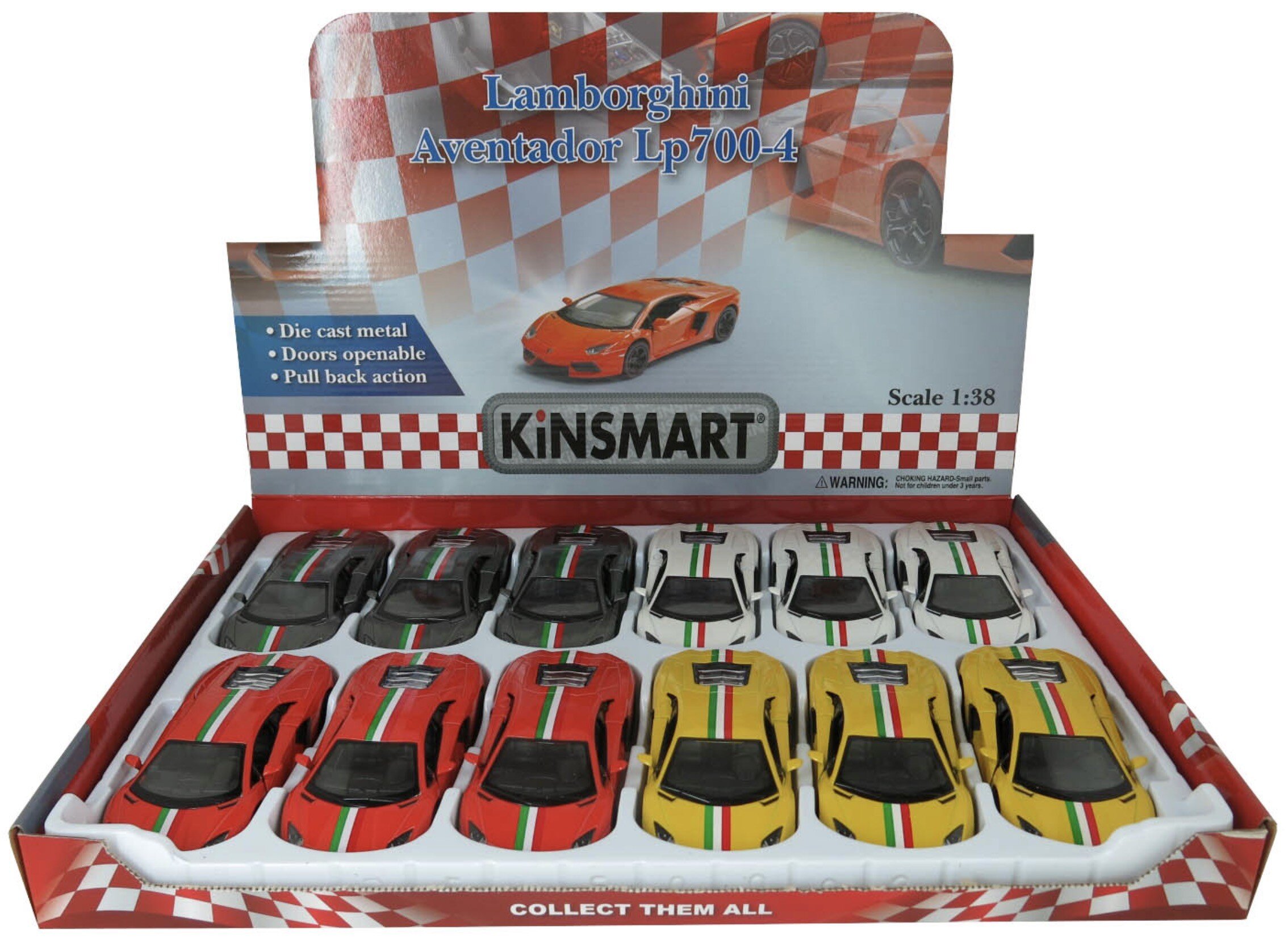Lamborghini AVENTADOR LP 700-4 WITH PRINTING 12st. in tray 4 colors