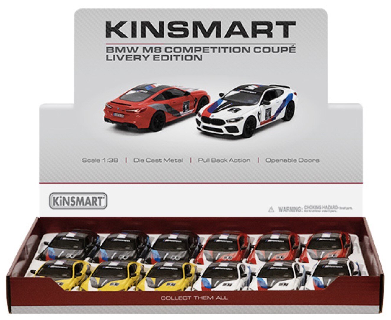 BMW M8 COMPETITION COUPE (LIVERY EDITION) 12st. in tray 4 colors
