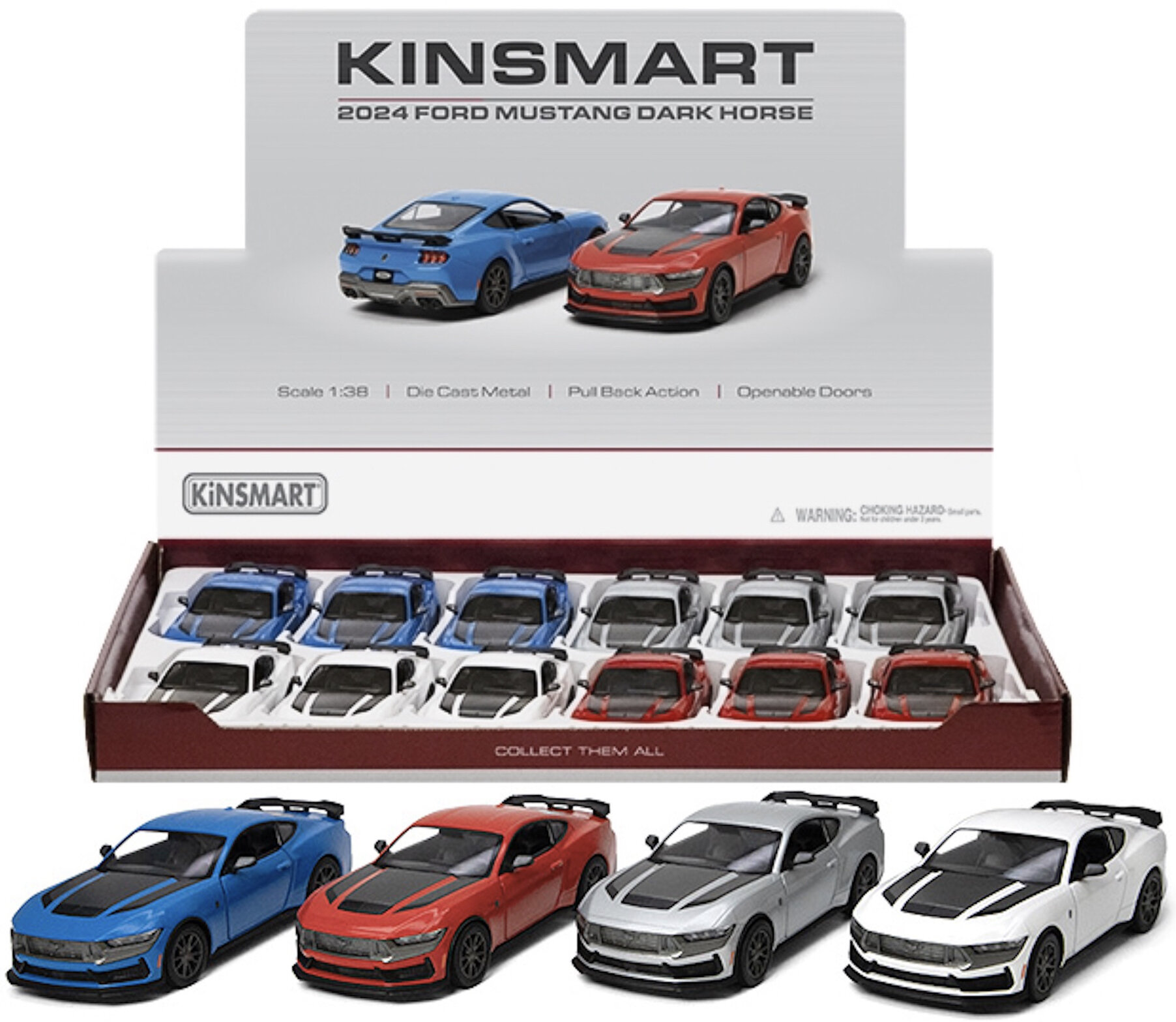 Ford MUSTANG DARK HORSE 2024 - PULL BACK ACTION - 12st. in tray 4 colors