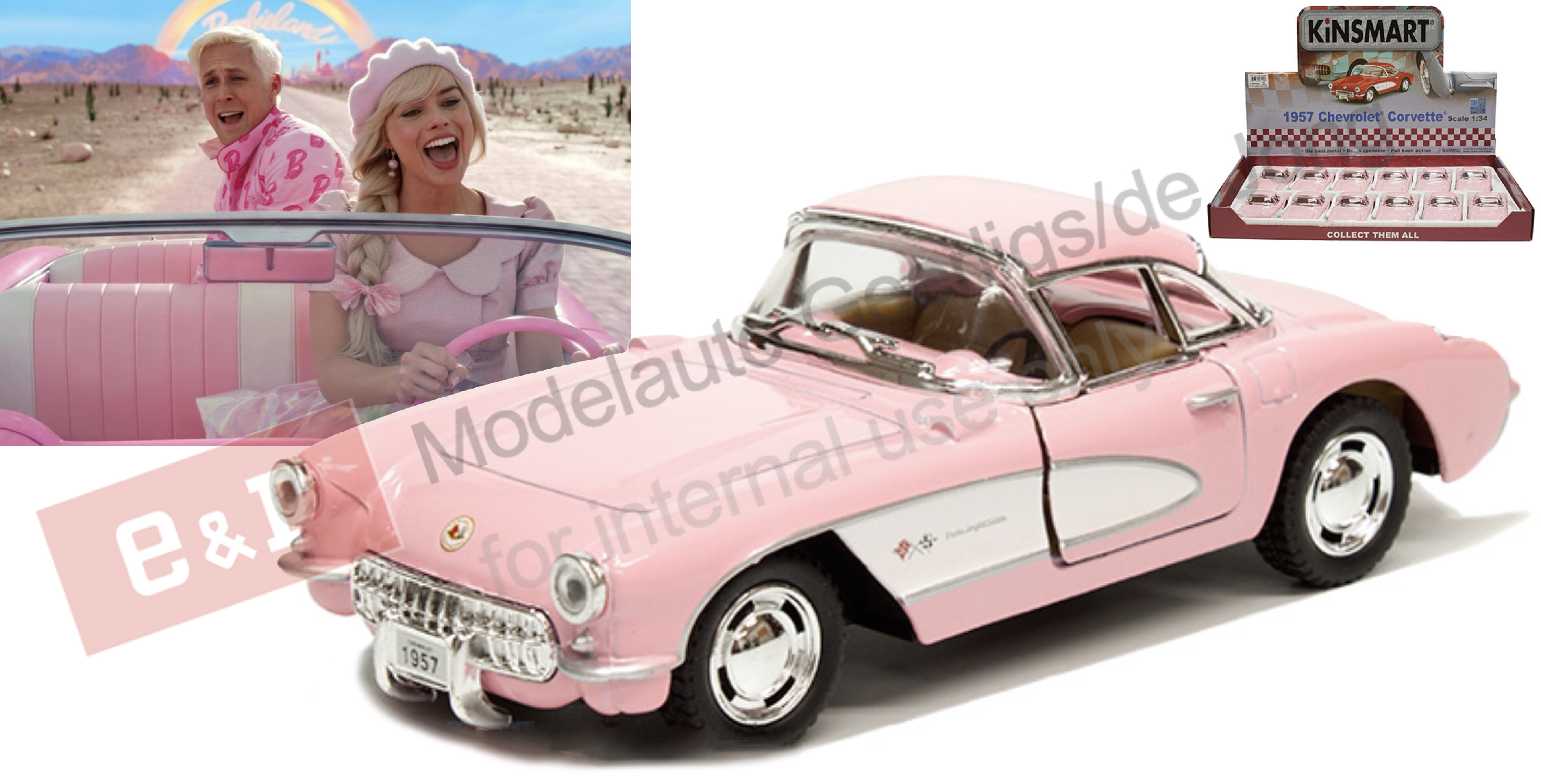 Chevrolet CORVETTE CONVERTIBLE HARD TOP 1957 'BARBIE' 12st. in tray 4 colors