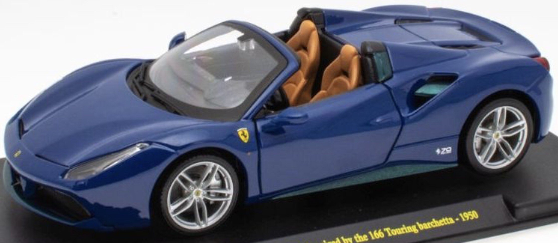 Ferrari 488 Spider Blue Inspired by 1950 166 Touring Supercar Collection Gift 1:24 in Hard Plastic c