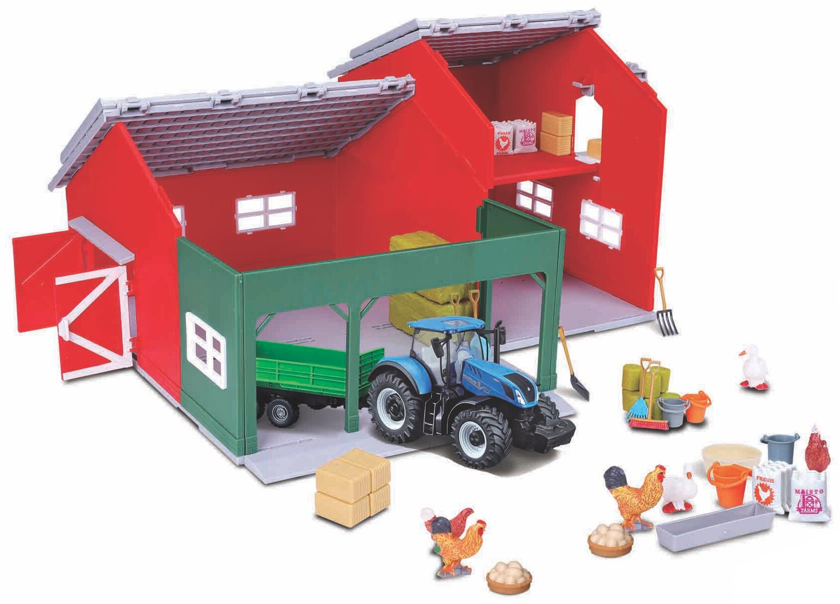 BBURAGO FARMLAND PLAYSET - FARM SHED WITH NEW HOLLAND T7.315 HD TRACTOR