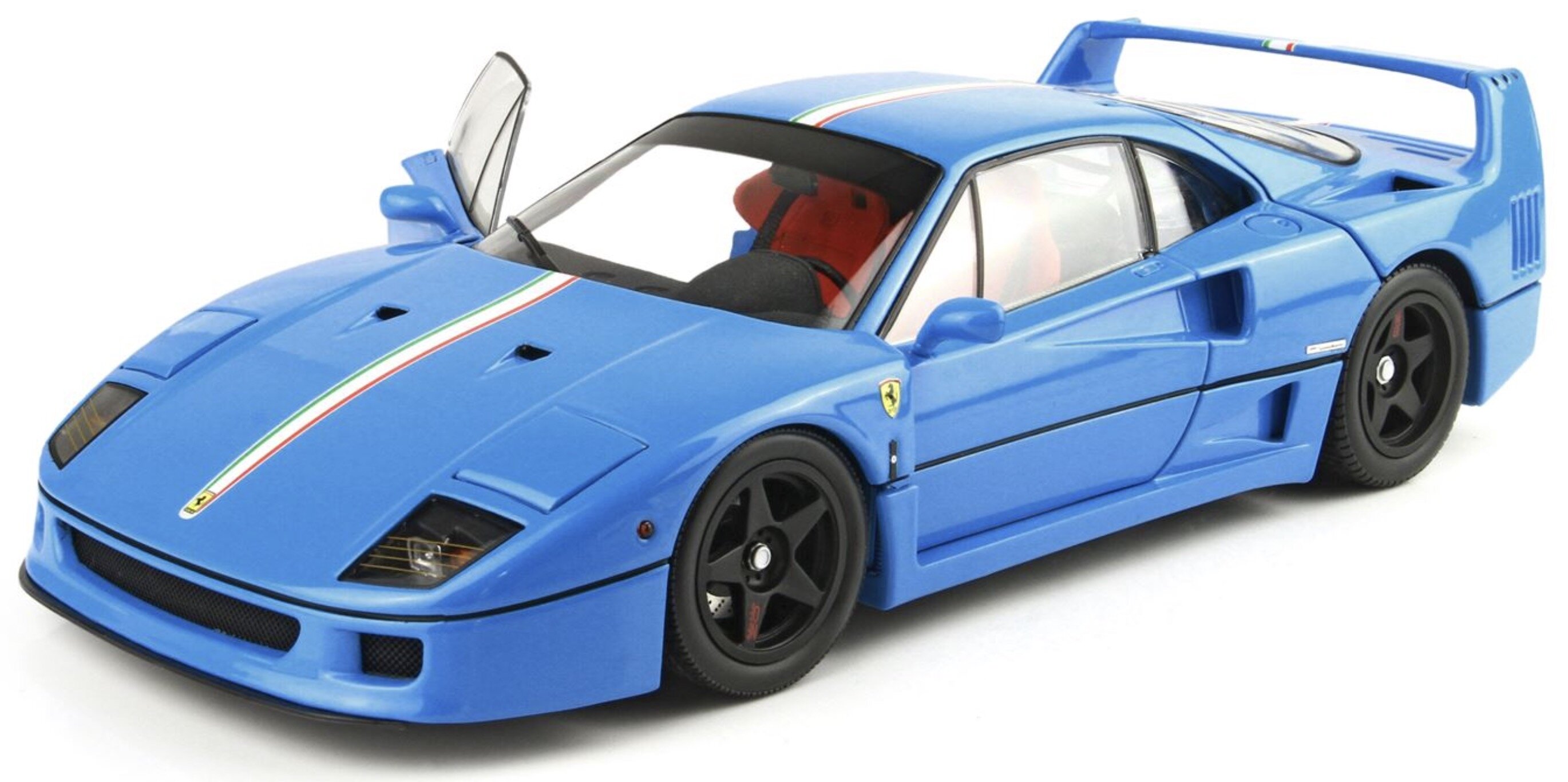 Ferrari F40 - ITALIAN FLAG STRIPE + BLACK RIMS - Limited Edition 54 pcs