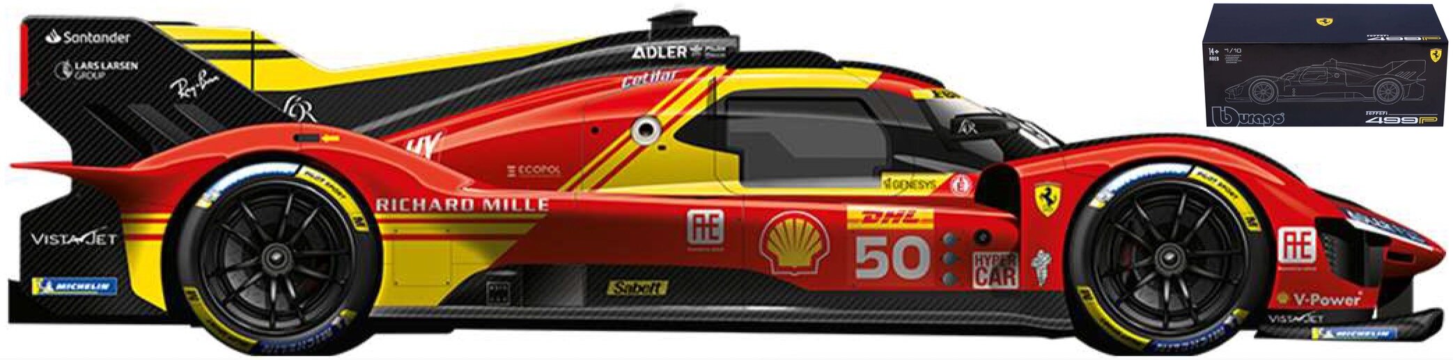 Ferrari 499P #50 FUOCO/NIELSEN/MOLINA LMS HYPERCAR CHAMPION 24H LE MANS 2024 (HARDCASE + STAND)