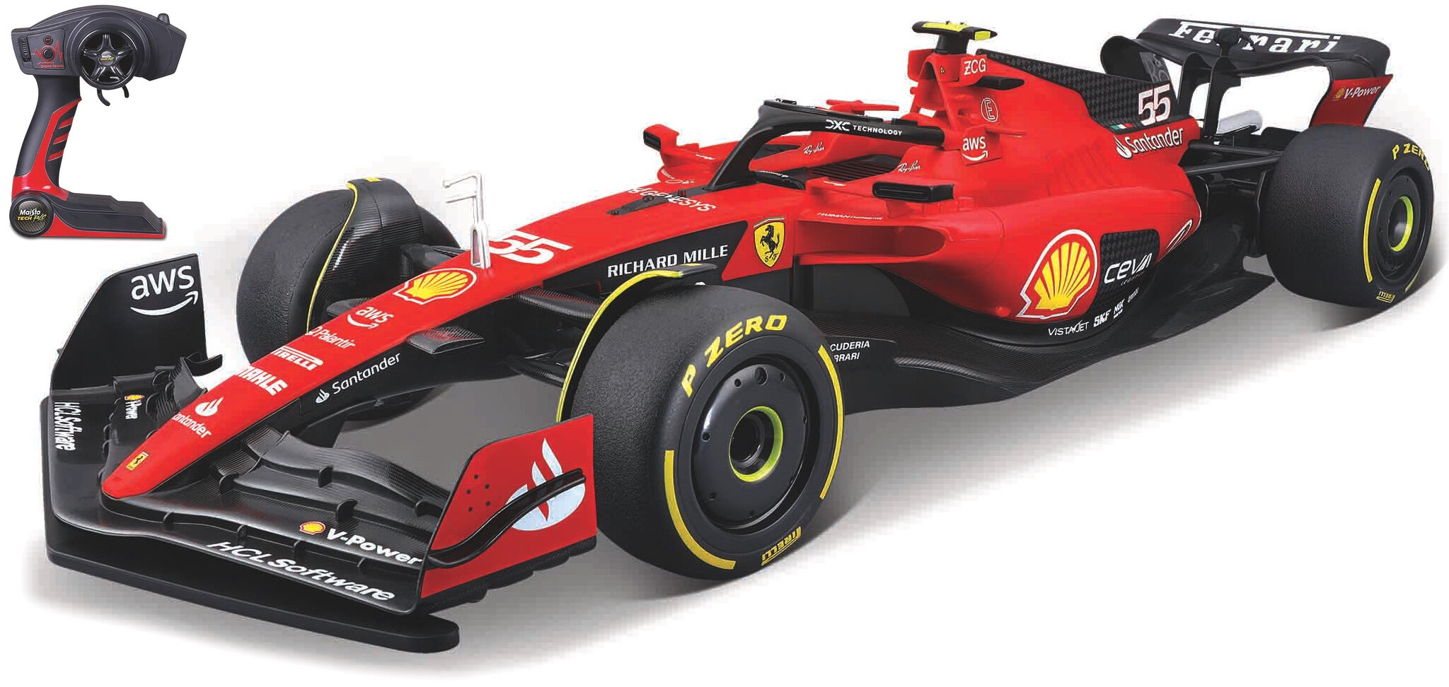 Ferrari SF-23 #55 CARLOS SAINZ 2.4Ghz RADIO CONTROLE 2023 + CONTROLLER