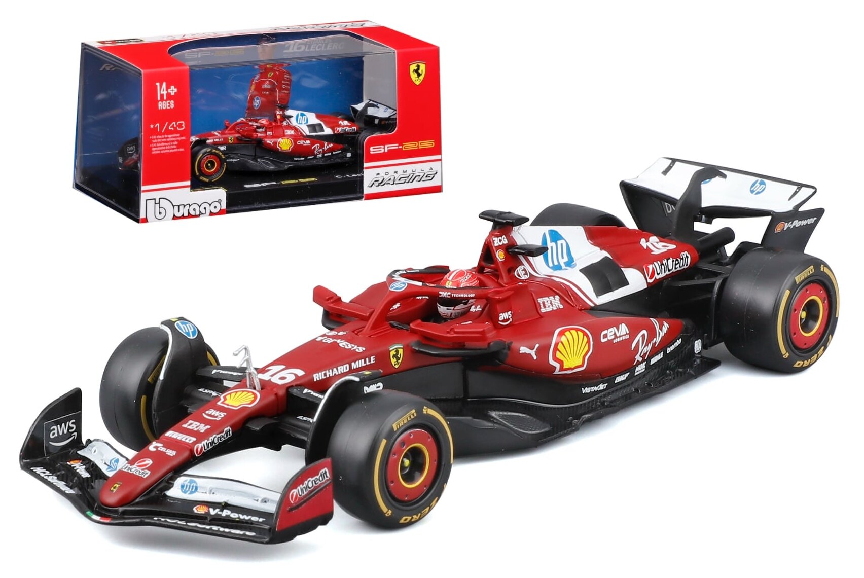 Ferrari SF-25 #16 CHARLES LECLERC SEASON CAR 2025 WITH HELMET
