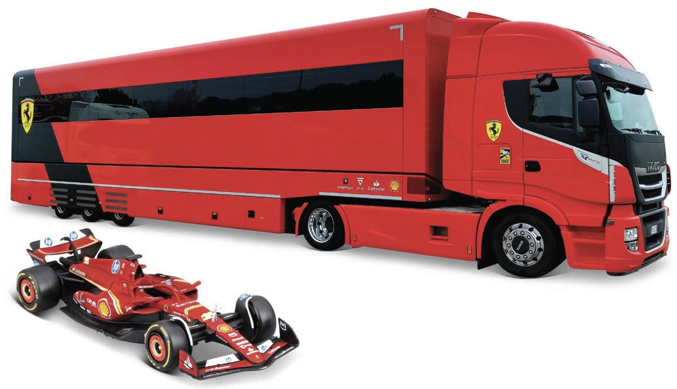 IVECO S-WAY 570 RACING TRANSPORTER + Ferrari SF-23 #16 CHARLES LECLERC 2023