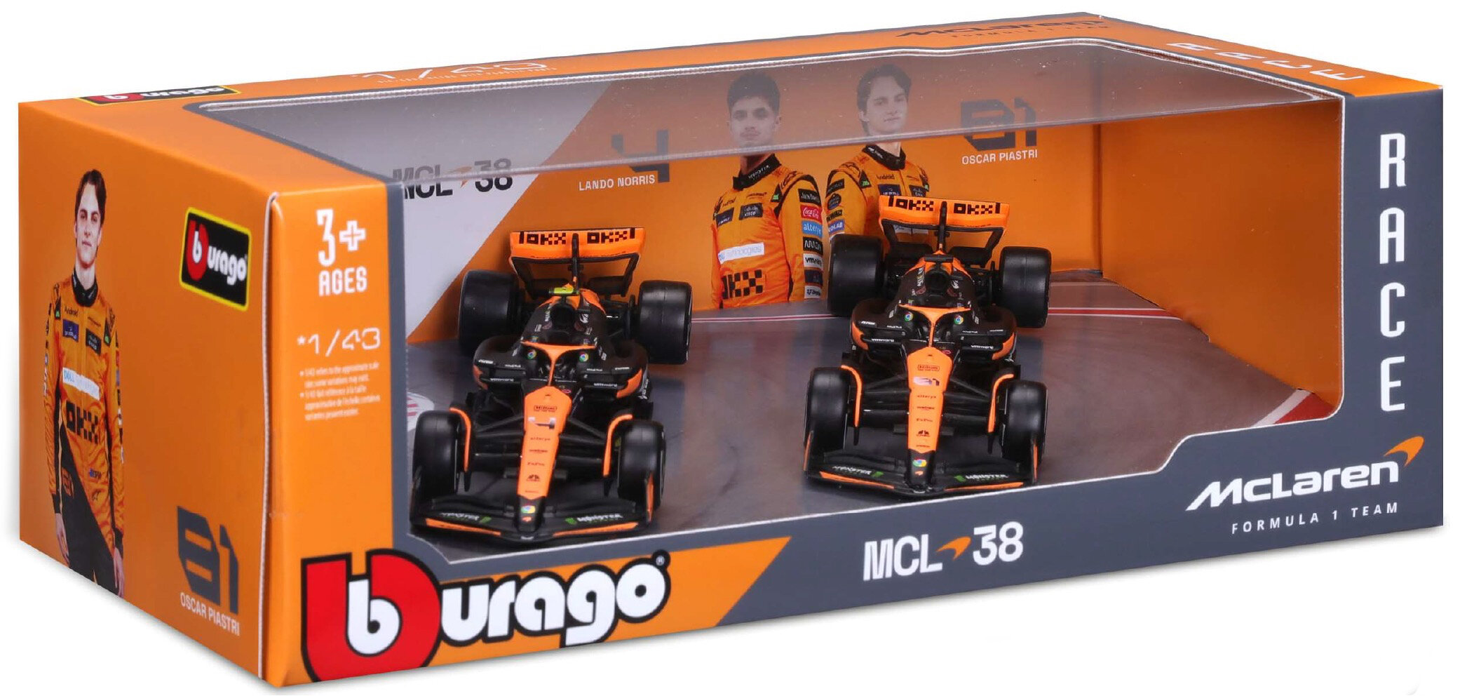 Mclaren MCL 38 #4 LANDO NORRIS + #81 OSCAR PIASTRI 2024 - 2 CAR SET