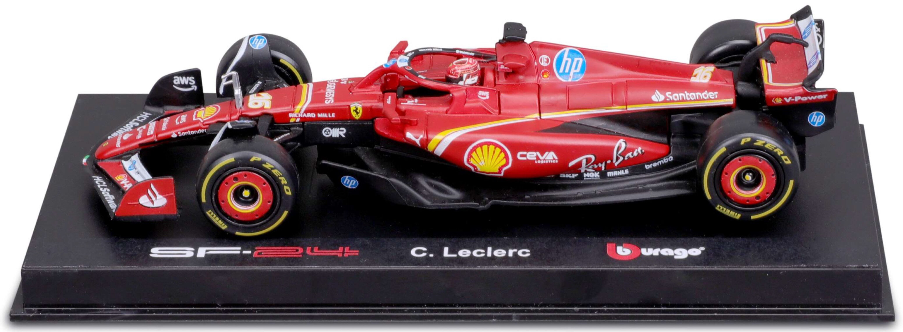 Ferrari SF-24 #16 CHARLES LECLERC 4th ITALY GP IMOLA 2024 (HARD CASE + STAND)